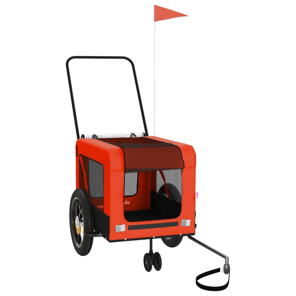 Pet Bike Trailer Orange and Black Made from Oxford Fabric, Iron, PVC