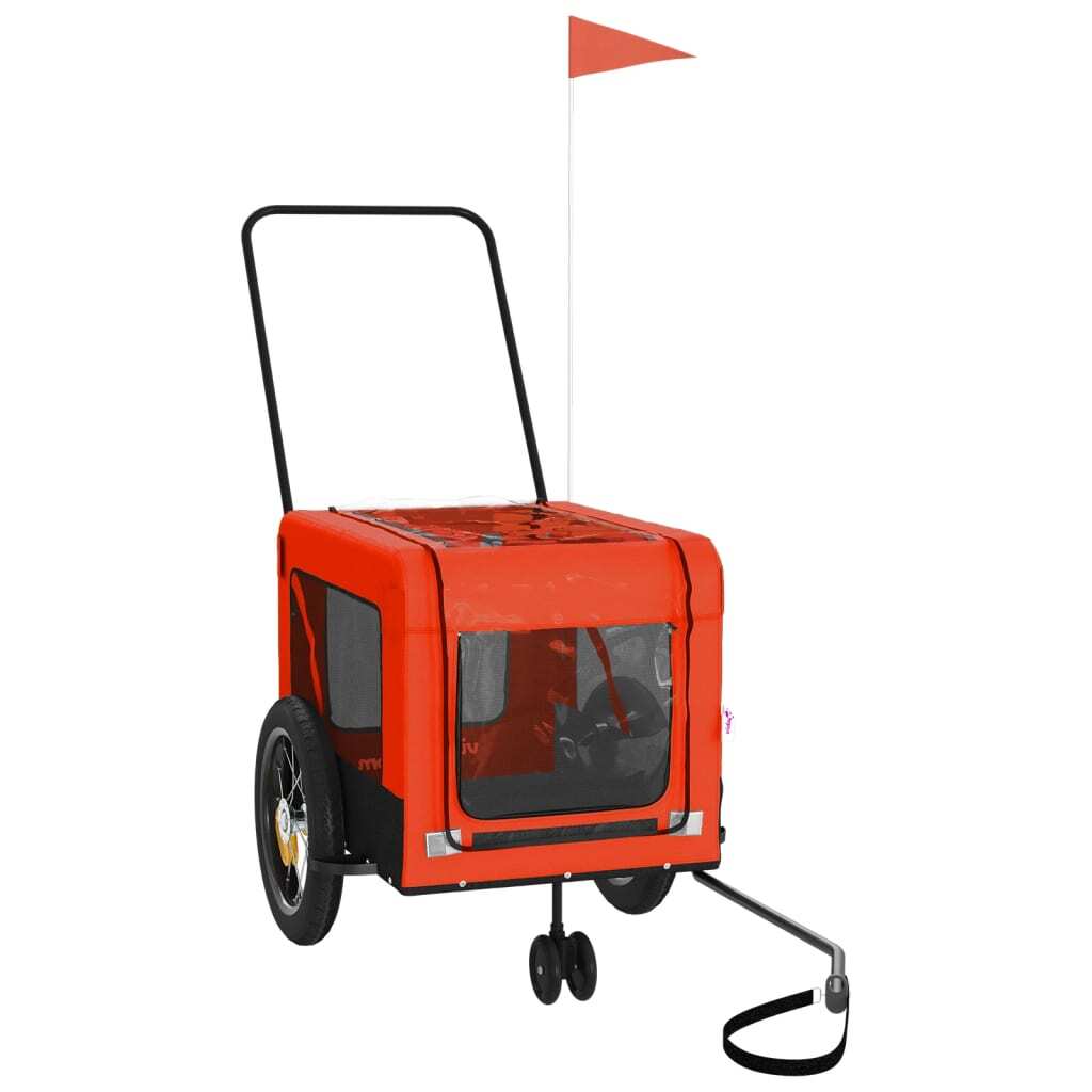 Pet Bike Trailer Orange and Black Made from Oxford Fabric, Iron, PVC