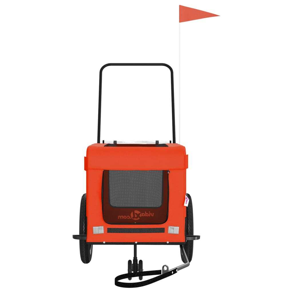 Pet Bike Trailer Orange and Black Made from Oxford Fabric, Iron, PVC
