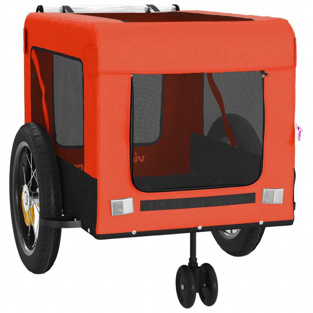Pet Bike Trailer Orange and Black Made from Oxford Fabric, Iron, PVC